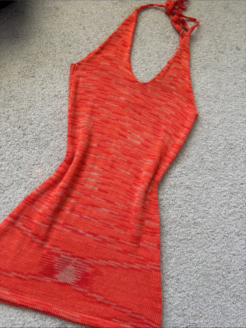 Halter Knit Mini Dress in Bright Orange
